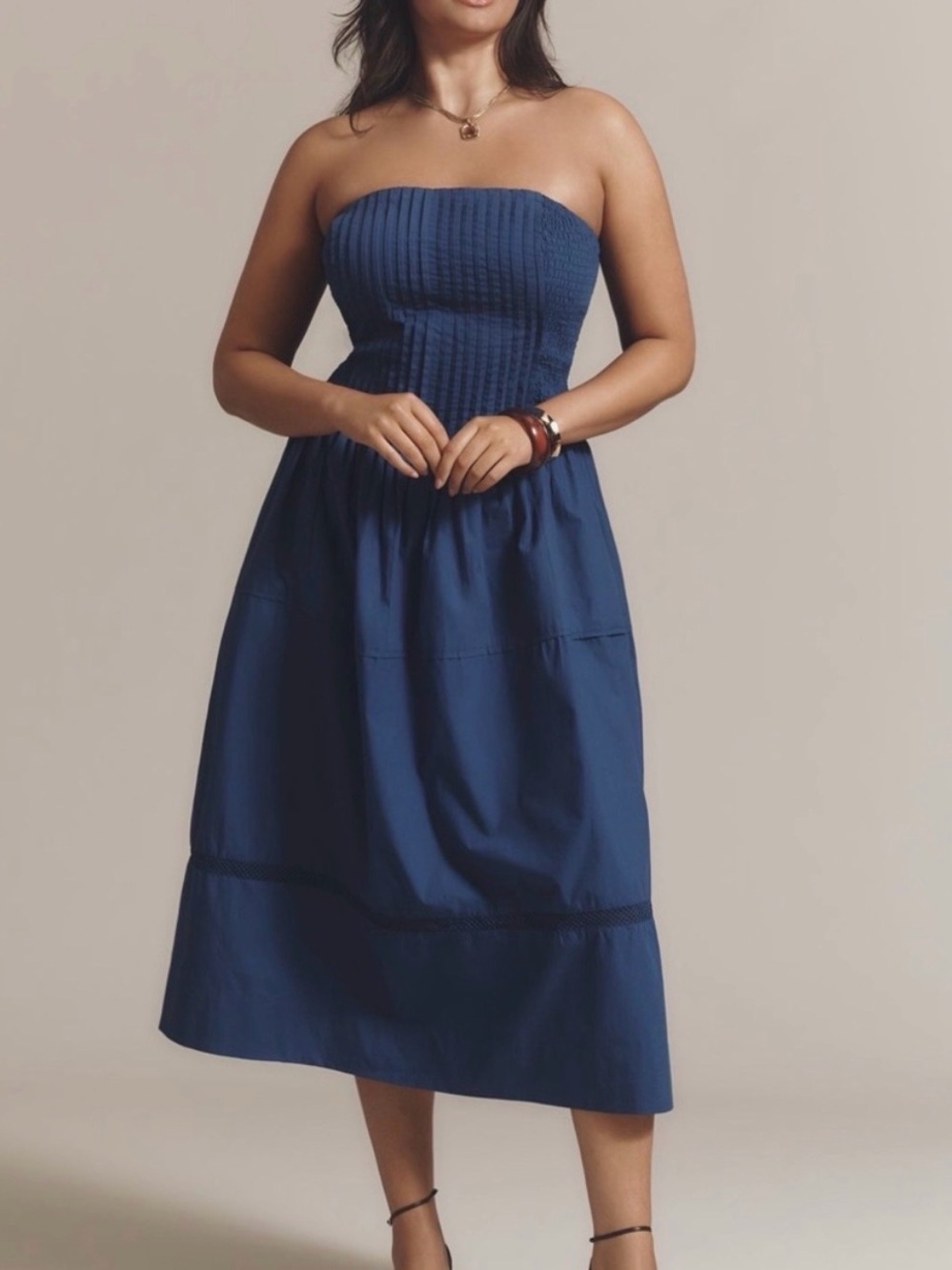 NWT Anthropologie cotton strapless midi dress size M - Picture 4 of 8